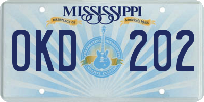 MS license plate OKD202