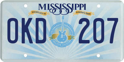 MS license plate OKD207