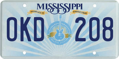 MS license plate OKD208