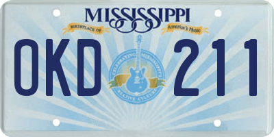 MS license plate OKD211