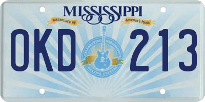 MS license plate OKD213