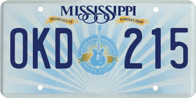 MS license plate OKD215