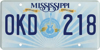 MS license plate OKD218
