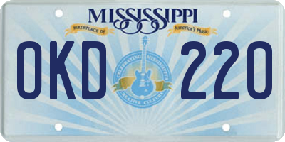 MS license plate OKD220
