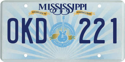MS license plate OKD221