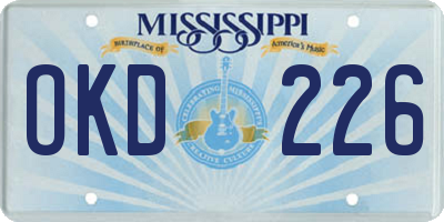 MS license plate OKD226