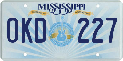 MS license plate OKD227