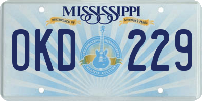 MS license plate OKD229