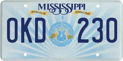 MS license plate OKD230