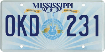 MS license plate OKD231