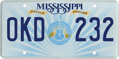 MS license plate OKD232