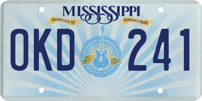MS license plate OKD241