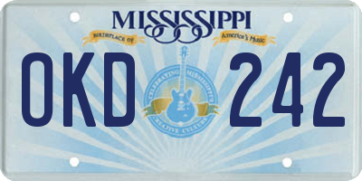 MS license plate OKD242