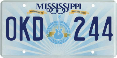 MS license plate OKD244