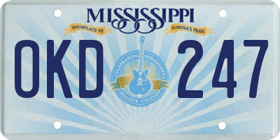 MS license plate OKD247