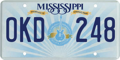 MS license plate OKD248