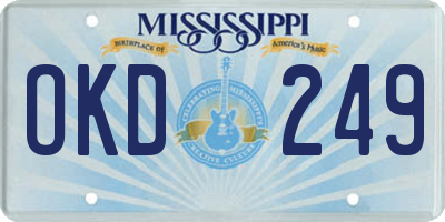 MS license plate OKD249