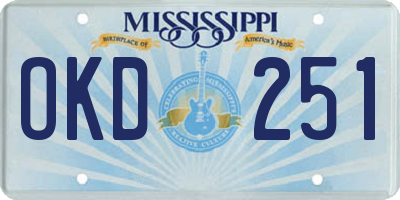 MS license plate OKD251