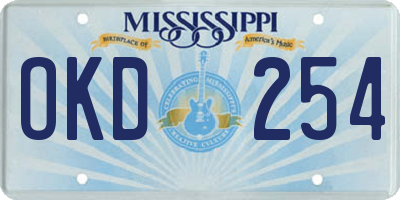 MS license plate OKD254