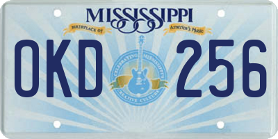 MS license plate OKD256