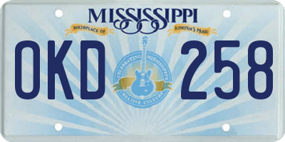 MS license plate OKD258