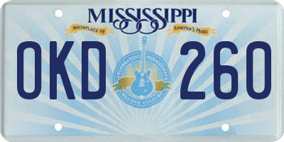 MS license plate OKD260