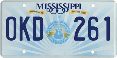 MS license plate OKD261