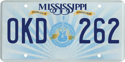 MS license plate OKD262