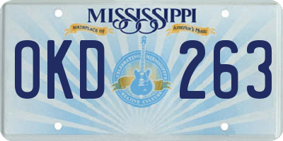 MS license plate OKD263