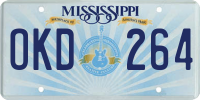 MS license plate OKD264