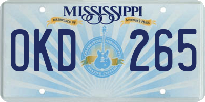 MS license plate OKD265