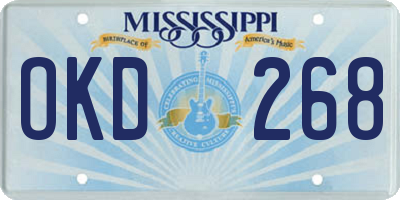 MS license plate OKD268
