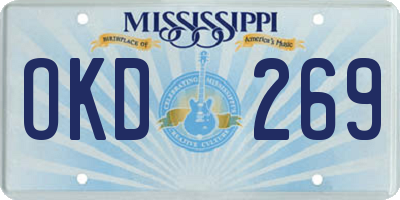 MS license plate OKD269