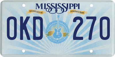 MS license plate OKD270
