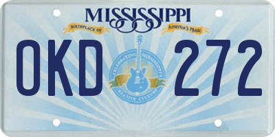 MS license plate OKD272