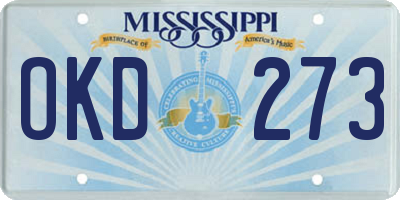 MS license plate OKD273