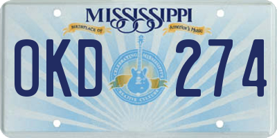 MS license plate OKD274