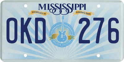 MS license plate OKD276