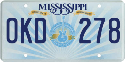 MS license plate OKD278
