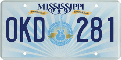 MS license plate OKD281