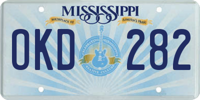 MS license plate OKD282