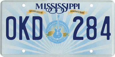MS license plate OKD284