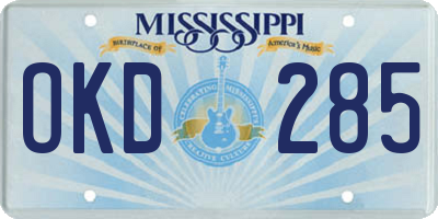 MS license plate OKD285