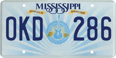 MS license plate OKD286