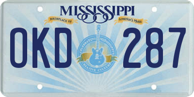 MS license plate OKD287