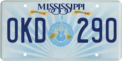 MS license plate OKD290
