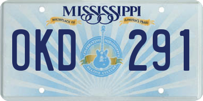 MS license plate OKD291