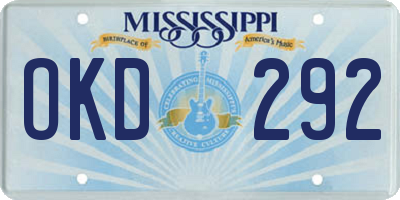 MS license plate OKD292