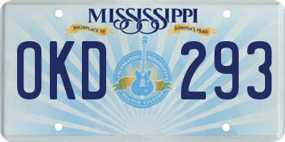 MS license plate OKD293