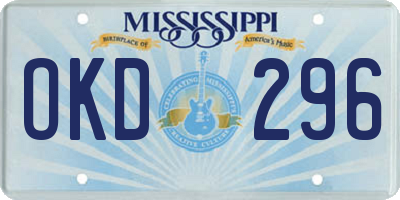 MS license plate OKD296